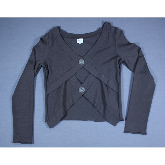 VINTAGE Armani Collezioni Antinea SRL Cut-Out Cardigan Knit Grey Sweater 44 US 8 - Picture 1 of 10